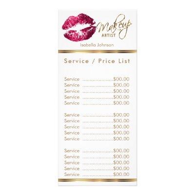 Hot Pink Glitter Lips - Service / Price List Rack Card