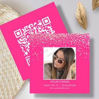 Hot Pink Glitter | Photo Social Media | QR Code   Square