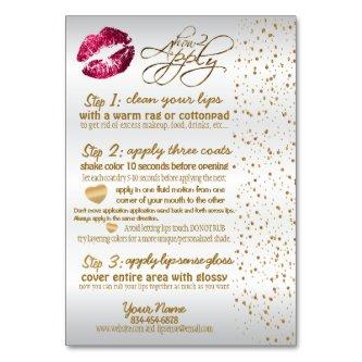 Hot Pink & Gold Confetti Lip Instructions Table Number