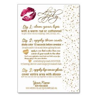 Hot Pink & Gold Confetti Lip Instructions Table Number