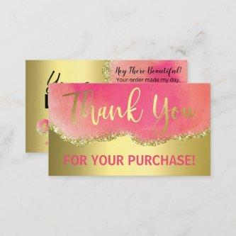 Hot Pink Gold Foil Agate Thank You Purchase