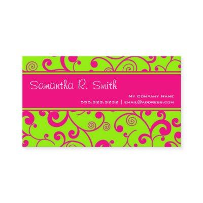 Hot Pink & Green Scroll Stripe Minimal Info Design