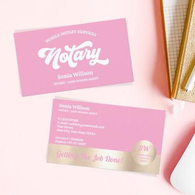 Hot Pink Notary Loan Signing Agent Calligraphy