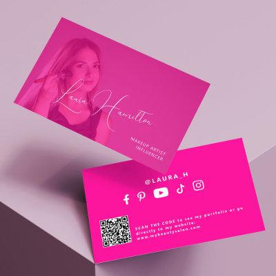 Hot pink photo overlay makeup artist QR CODE