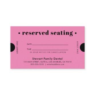 Hot Pink Retro Reserved Seating Dental Appointment Card