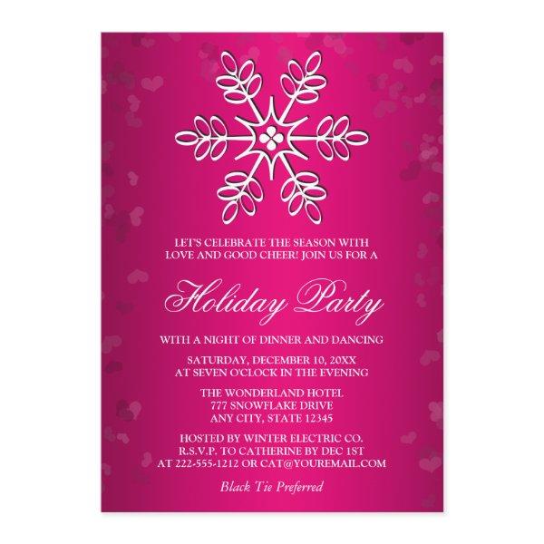HOT PINK SNOWFLAKE HOLIDAY PARTY INVITATION