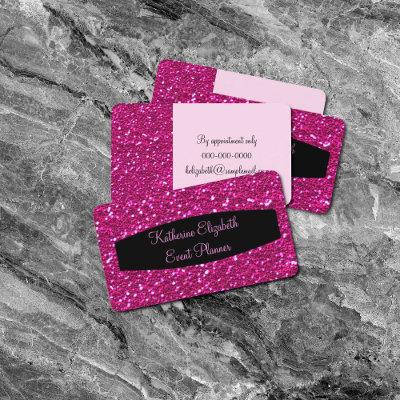 Hot Pink Sparkly FAUX Glitter Glam Event Planner