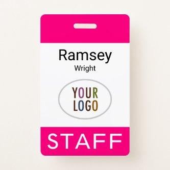 Hot Pink Staff Name Badge Clip Reel Lanyard
