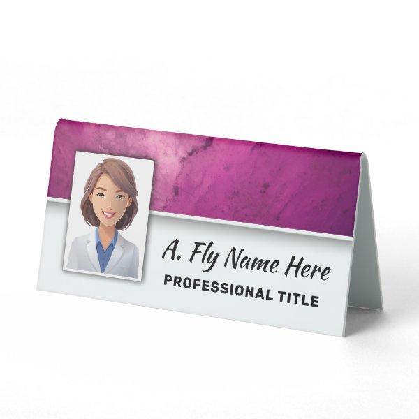 Hot Pink Stone Professional Photo Name Logo  Table Tent Sign