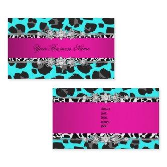 Hot Pink Teal Wild Animal Black Jewel Look Image
