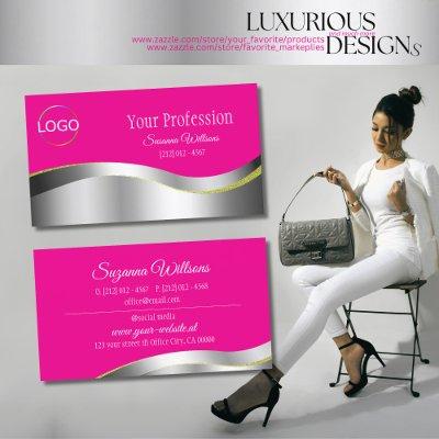 Hot Pink Wavy Silver Decor with Branding Logo