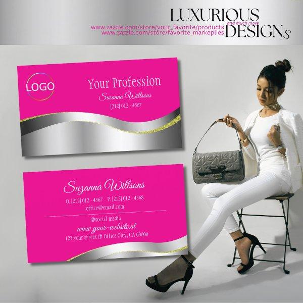 Hot Pink Wavy Silver Decor with Branding Logo