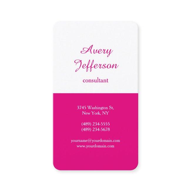 Hot Pink White Modern Minimalist Professional