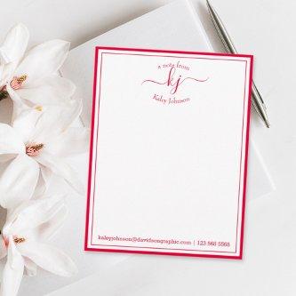 Hot Red Personalized From The Desk Of Note Card