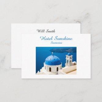 Hotel Greece Church Santorini blue photo and text