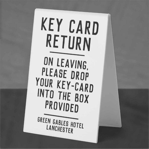 Hotel Key Card Return Instructions Table Tent Sign