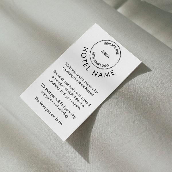 Hotel Logo Welcome Cards Guest Rooms Any Color