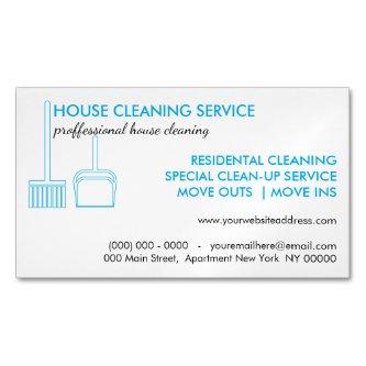House Cleaning Broom Logo Blue  Magnet