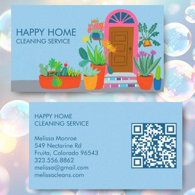 House Cleaning Cute Front Door Custom QR Code