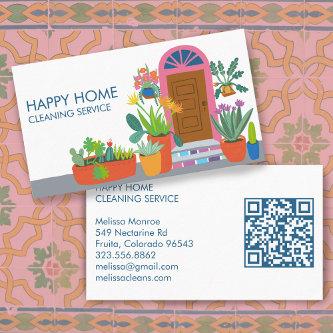 House Cleaning Cute Front Door Custom QR Code