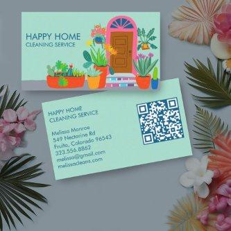 House Cleaning Cute Front Door Custom QR Code