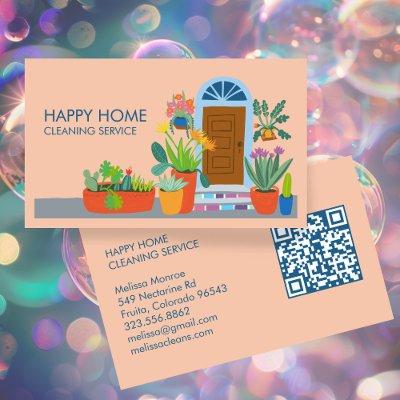 House Cleaning Cute Front Door Custom QR Code