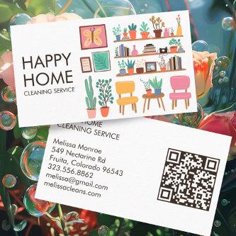 House Cleaning Cute Livingroom Art Custom QR Code