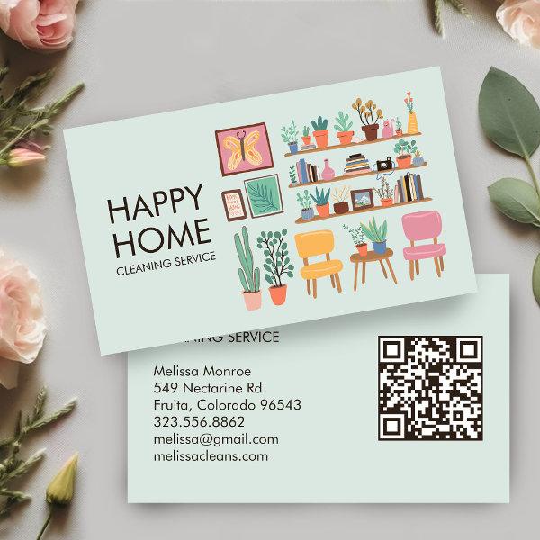 House Cleaning Cute Livingroom Art Custom QR Code