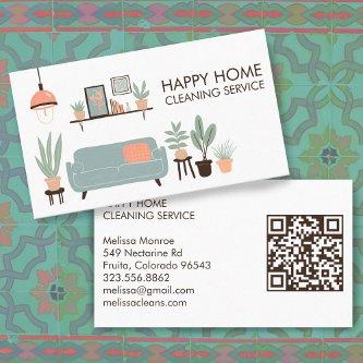 House Cleaning Cute Livingroom Art Custom QR Code