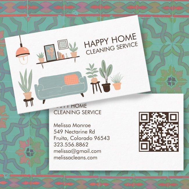 House Cleaning Cute Livingroom Art Custom QR Code