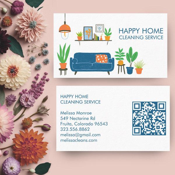 House Cleaning Cute Livingroom Art Custom QR Code