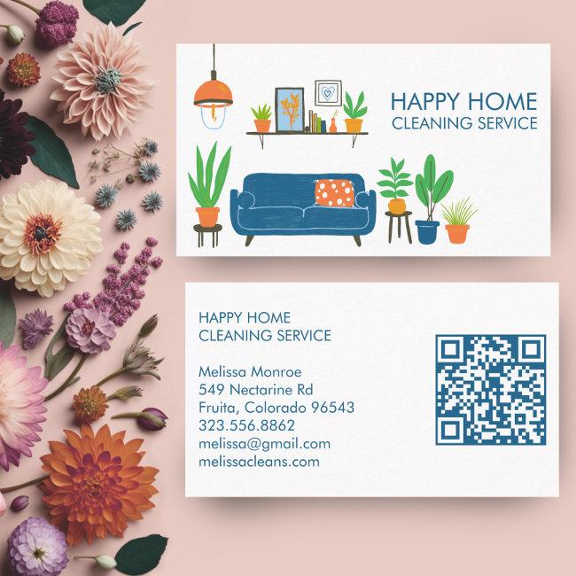 House Cleaning Cute Livingroom Art Custom QR Code