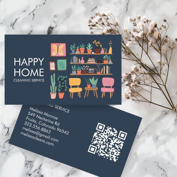House Cleaning Cute Livingroom Art Custom QR Code