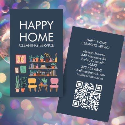 House Cleaning Cute Livingroom Art Custom QR Code