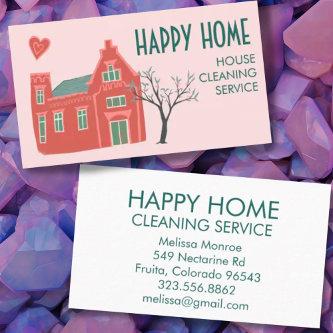 House Cleaning Home Services Charming Pink Green