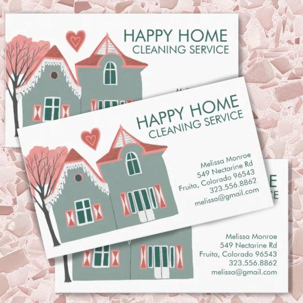 House Cleaning Home Services Charming Pink Green