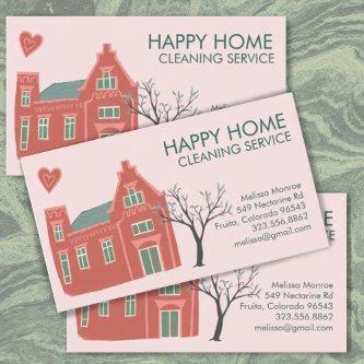 House Cleaning Home Services Charming Pink Green