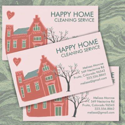 House Cleaning Home Services Charming Pink Green