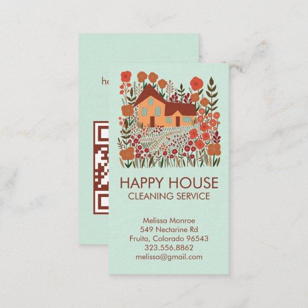 House Cleaning Home Services Floral Farmhouse QR