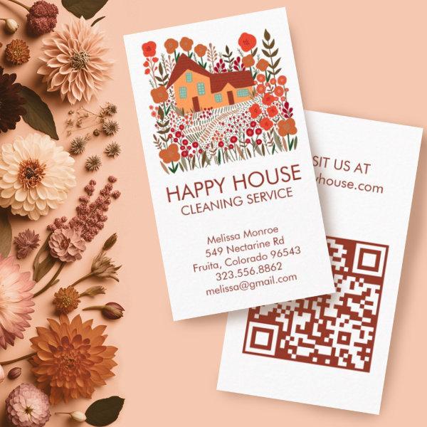 House Cleaning Home Services Floral Farmhouse QR