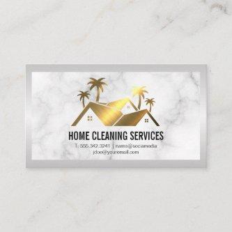 House Cleaning Logo | Gold Metallic | Marble