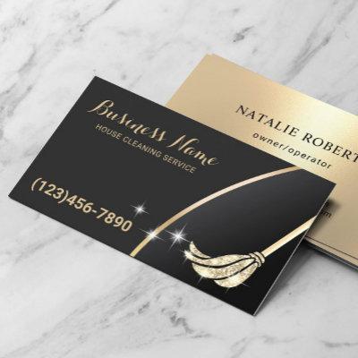 House Cleaning Maid Service Modern Black & Gold