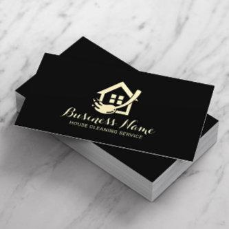 House Cleaning Modern Black & Gold Maid Service