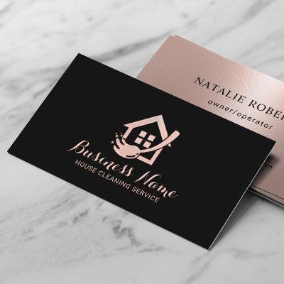 House Cleaning Modern Black Rose Gold Maid Service