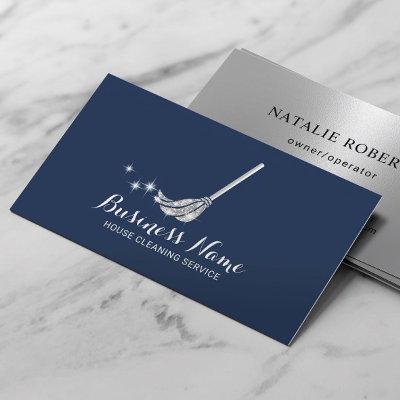 House Cleaning Modern Navy & Silver Maid Service