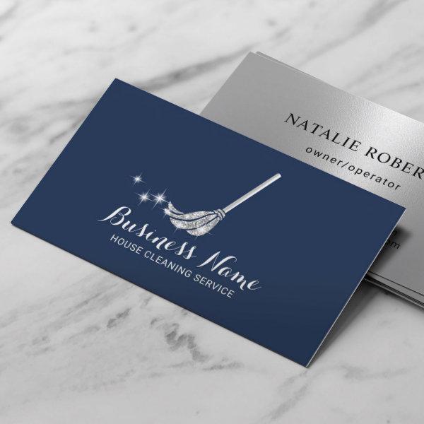 House Cleaning Modern Navy & Silver Maid Service