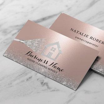 House Cleaning Modern Rose Gold & Silver Maid