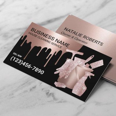 House Cleaning Rose Gold Glitter Maid Service