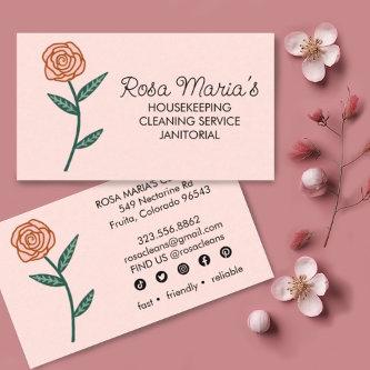 House Cleaning Service Gold Rose Logo Social Icons