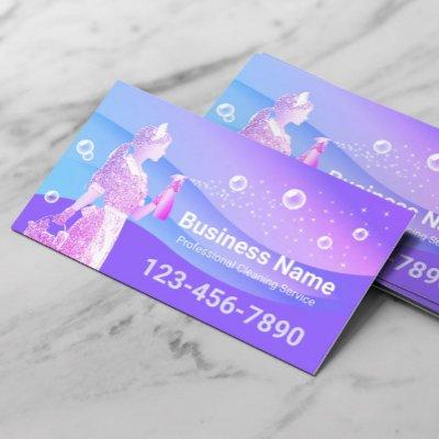 House Cleaning Service Modern Blue Purple Maid